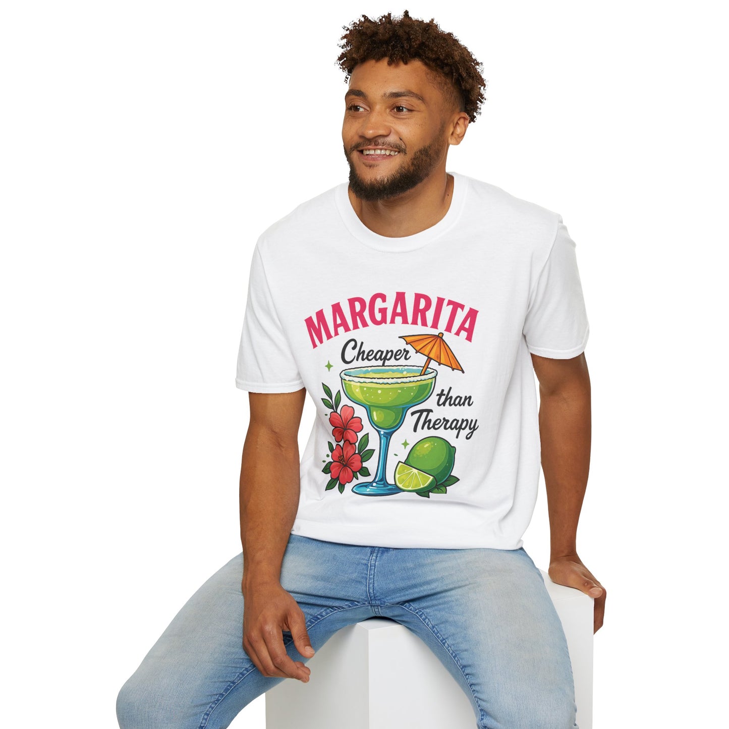 Margarita Lovers T-Shirt, Cheaper than Therapy Tee, Cocktail Humor Shirt, Unisex Softstyle Tee, Perfect Gift for Parties, Summer Vibes - To Be Designs