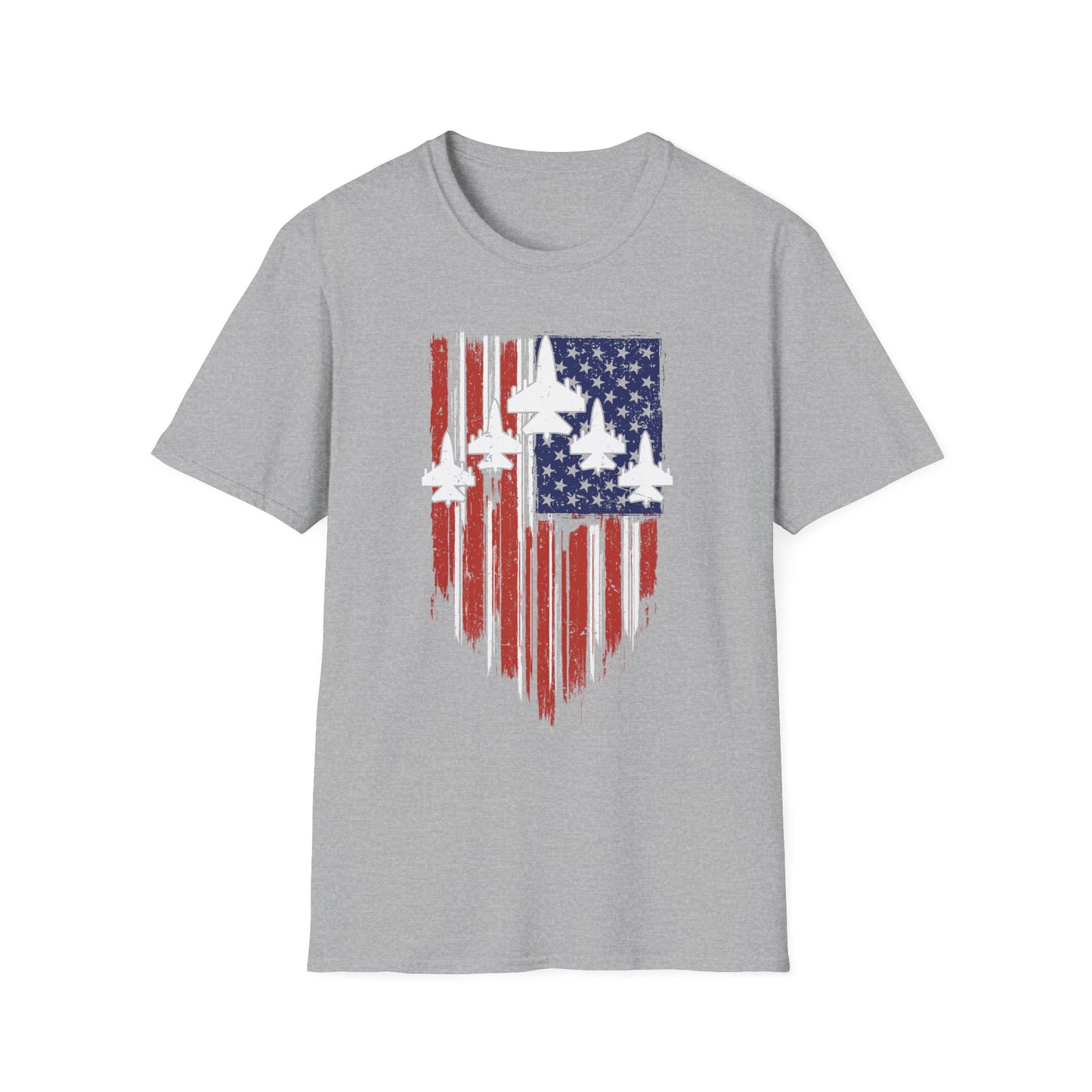 Unisex T-Shirt Jet Flag USA Military Patriotic Shield 4th of July
