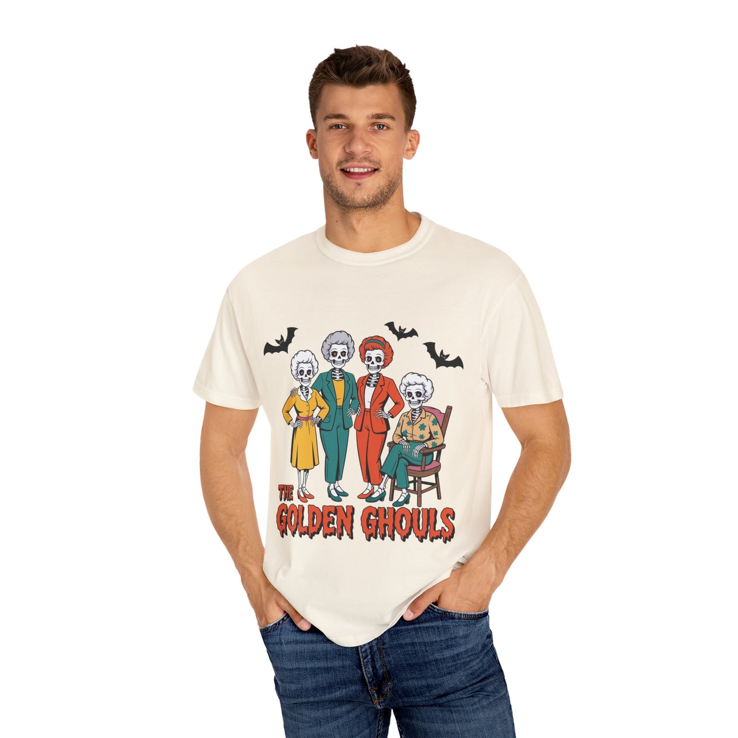 Golden Ghouls Unisex T-Shirt, Halloween Tee, Vintage Style Shirt, Gift for Fans, Retro Graphic Tee, Spooky Apparel