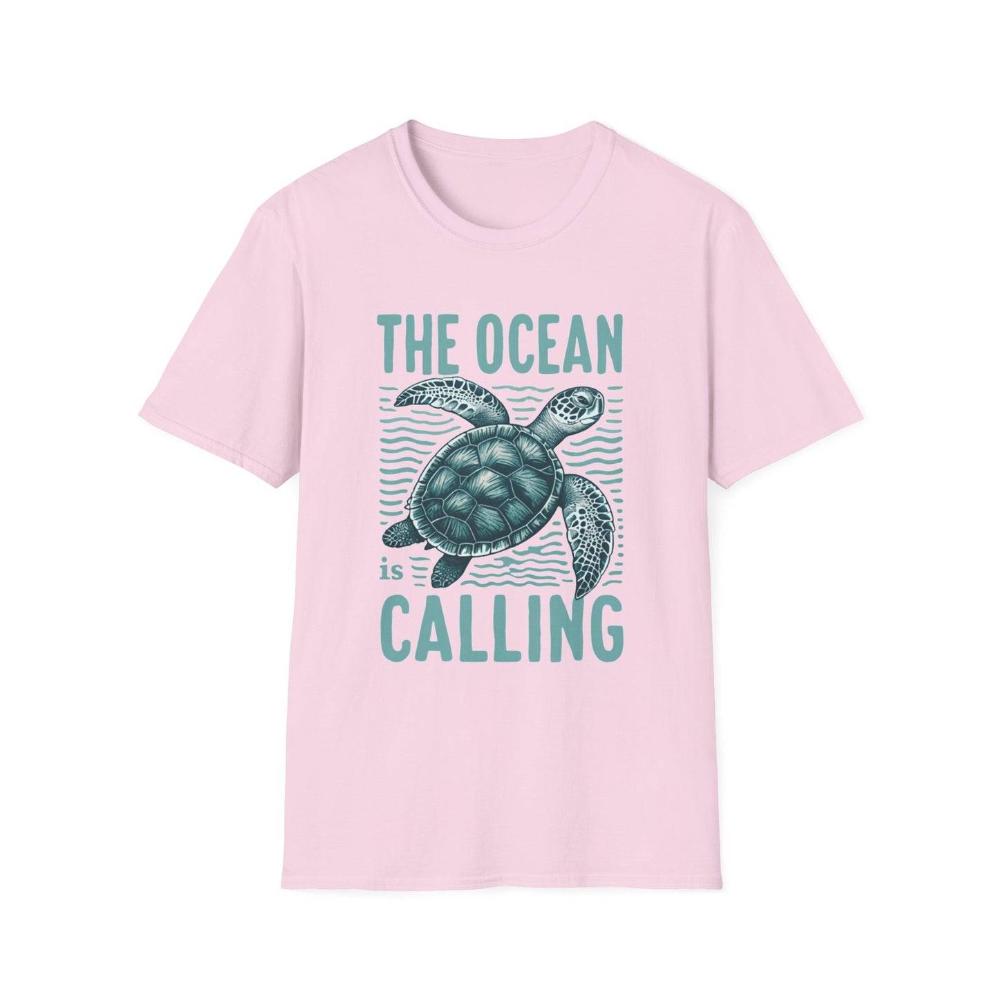 Ocean Calling Unisex Softstyle T-Shirt, Sea Turtle Tee, Beach Lover Shirt, Gift for Ocean Enthusiasts, Summer Clothing - To Be Designs