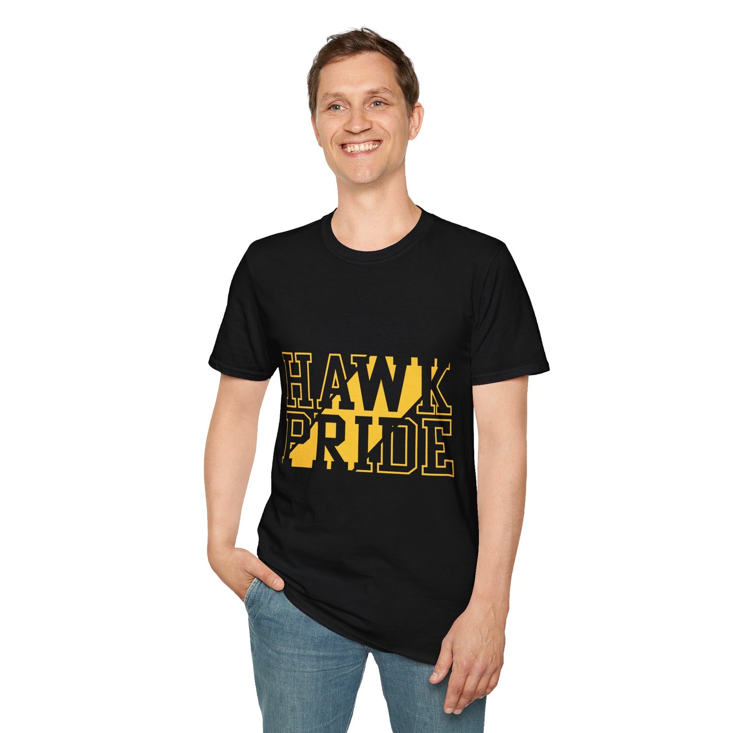 Hawk Pride Unisex T-Shirt, Softstyle Tee for School Spirit, College Apparel, Gifts for Graduates, Casual Wear