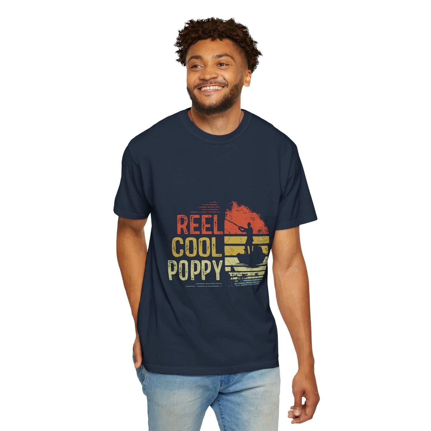 Reel Cool Poppy T-Shirt, Summer Vibe Shirt, Unisex Garment-Dyed Tee, Beachwear, Gift for Dad, Casual Wear