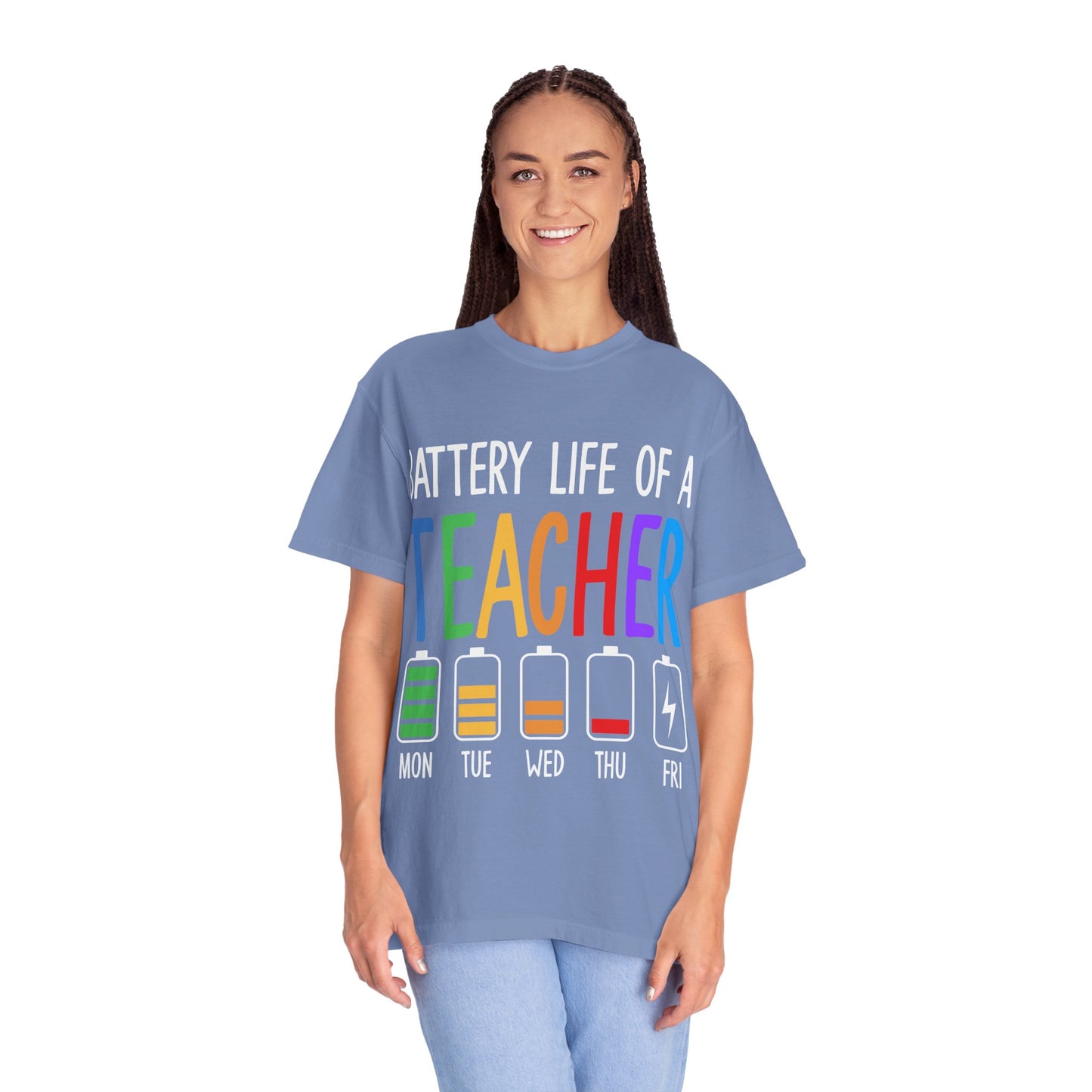 Battery Life of a Teacher T-Shirt - Battery Life of a Teacher - Gift for Educators, Teacher Appreciation, Back to School, Fun Classroom Shirt