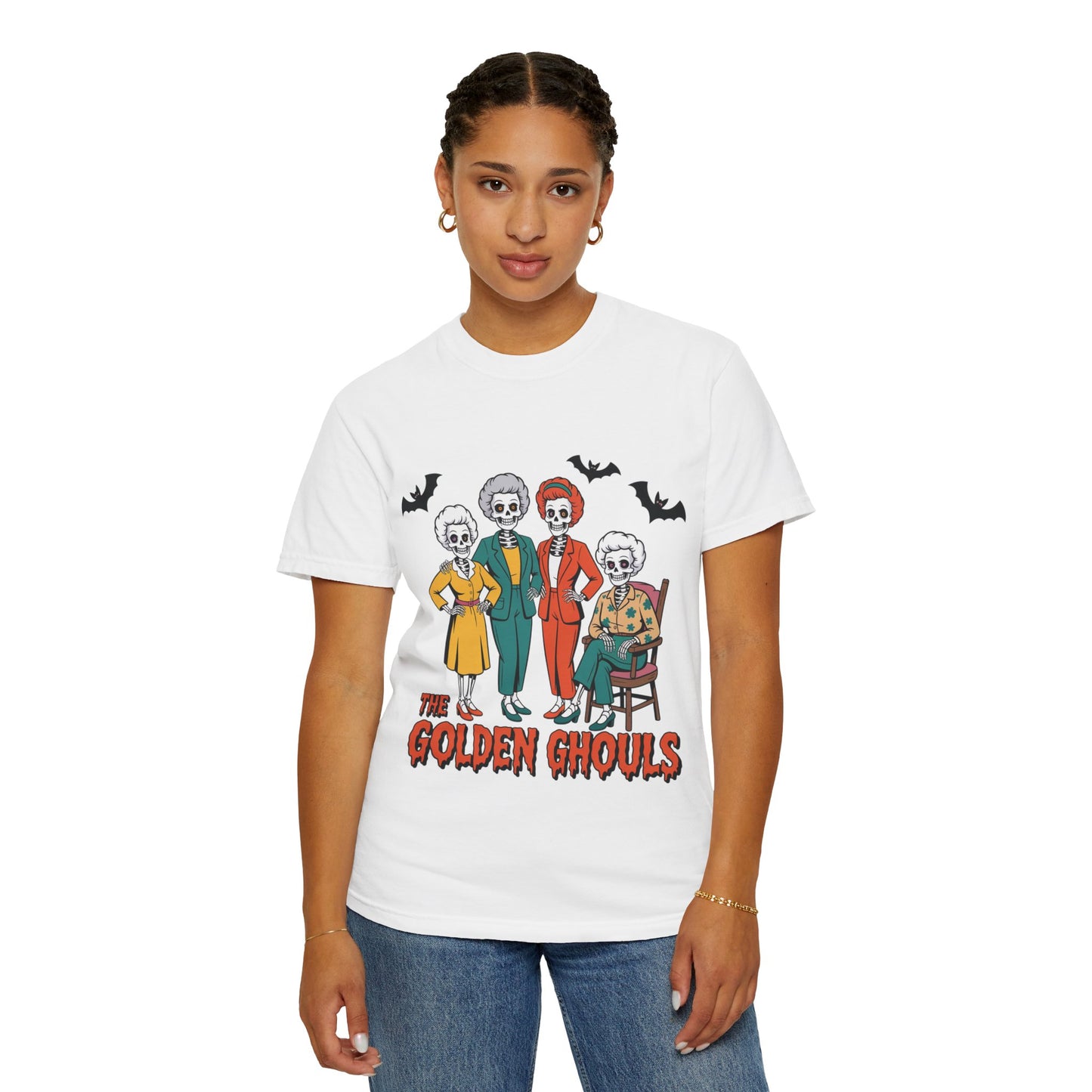 Golden Ghouls Unisex T-Shirt, Halloween Tee, Vintage Style Shirt, Gift for Fans, Retro Graphic Tee, Spooky Apparel