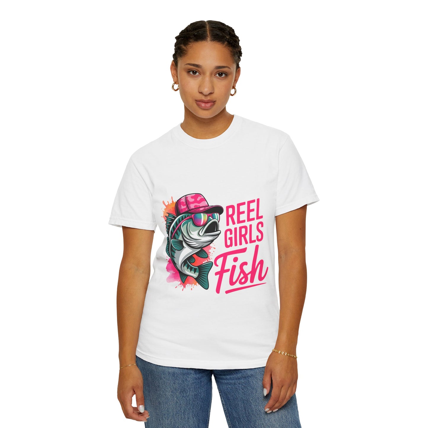 Reel Girls Fish Graphic T-Shirt, Fishing Gift for Women, Fisherwoman Tee, Summer Outfit, Fishing Lovers, Outdoor Adventure Apparel