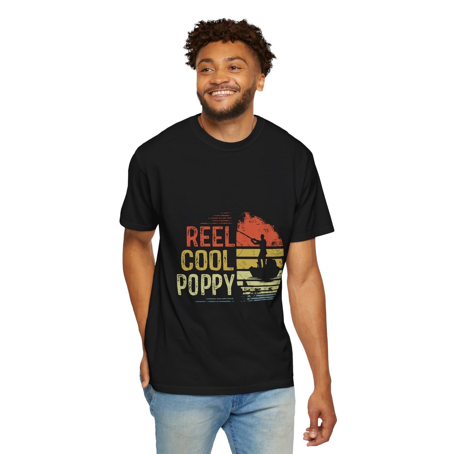 Reel Cool Poppy T-Shirt, Summer Vibe Shirt, Unisex Garment-Dyed Tee, Beachwear, Gift for Dad, Casual Wear