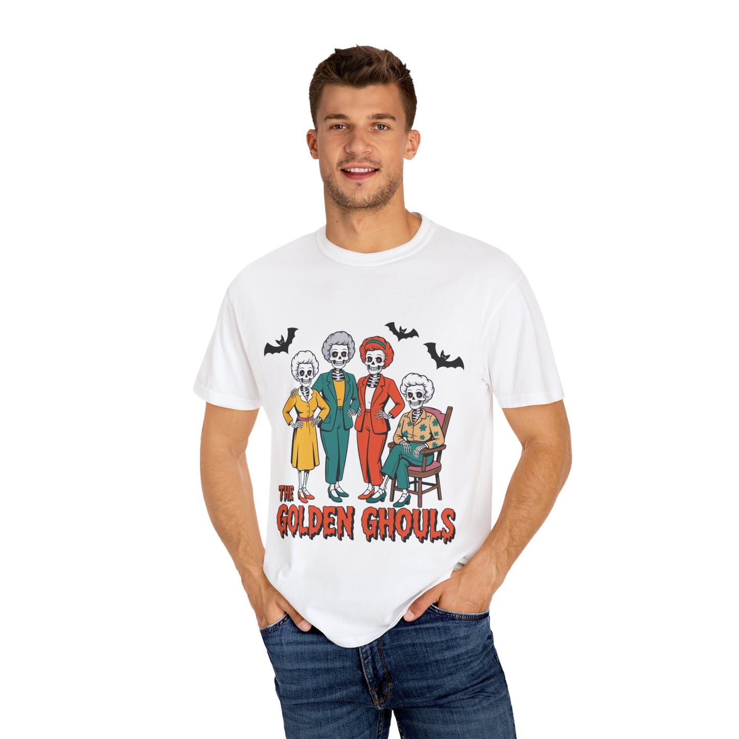 Golden Ghouls Unisex T-Shirt, Halloween Tee, Vintage Style Shirt, Gift for Fans, Retro Graphic Tee, Spooky Apparel