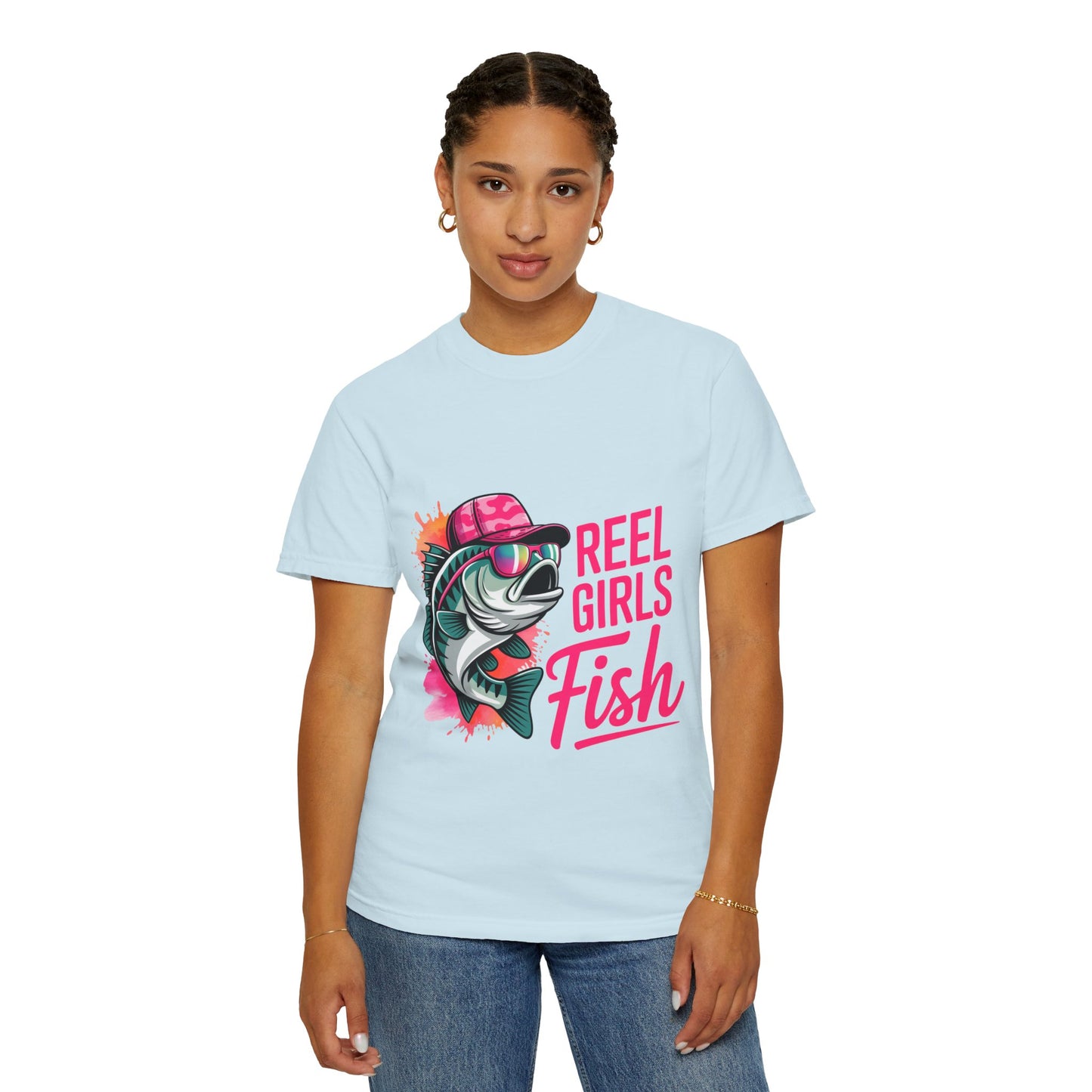 Reel Girls Fish Graphic T-Shirt, Fishing Gift for Women, Fisherwoman Tee, Summer Outfit, Fishing Lovers, Outdoor Adventure Apparel