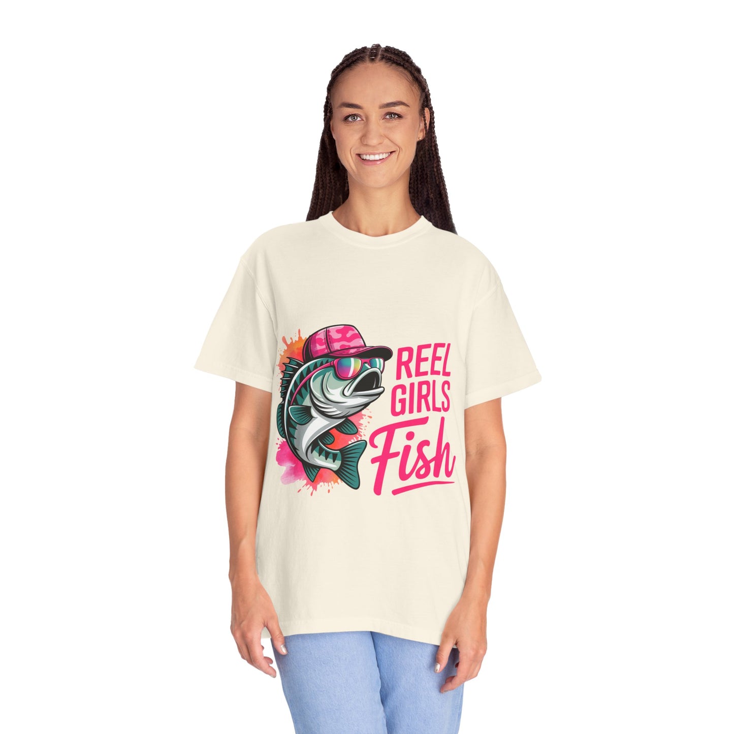 Reel Girls Fish Graphic T-Shirt, Fishing Gift for Women, Fisherwoman Tee, Summer Outfit, Fishing Lovers, Outdoor Adventure Apparel