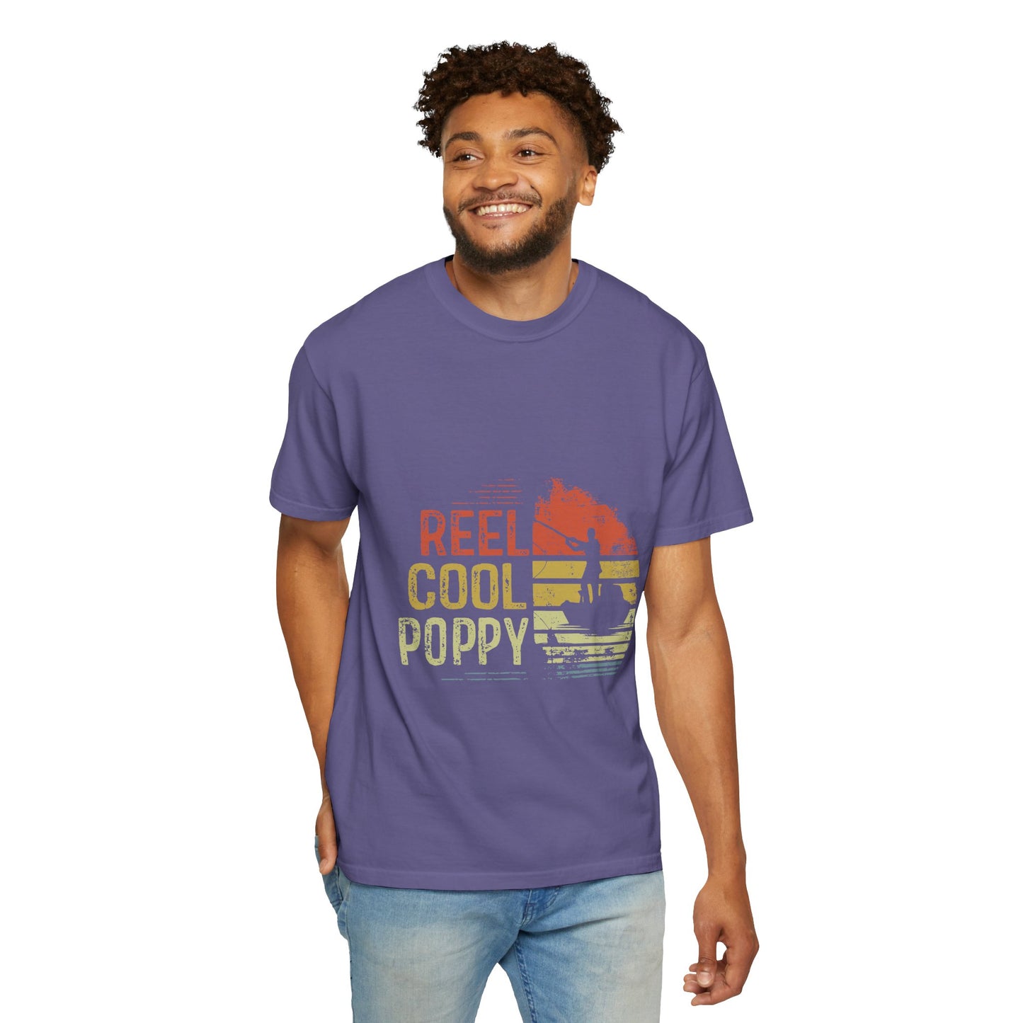 Reel Cool Poppy T-Shirt, Summer Vibe Shirt, Unisex Garment-Dyed Tee, Beachwear, Gift for Dad, Casual Wear