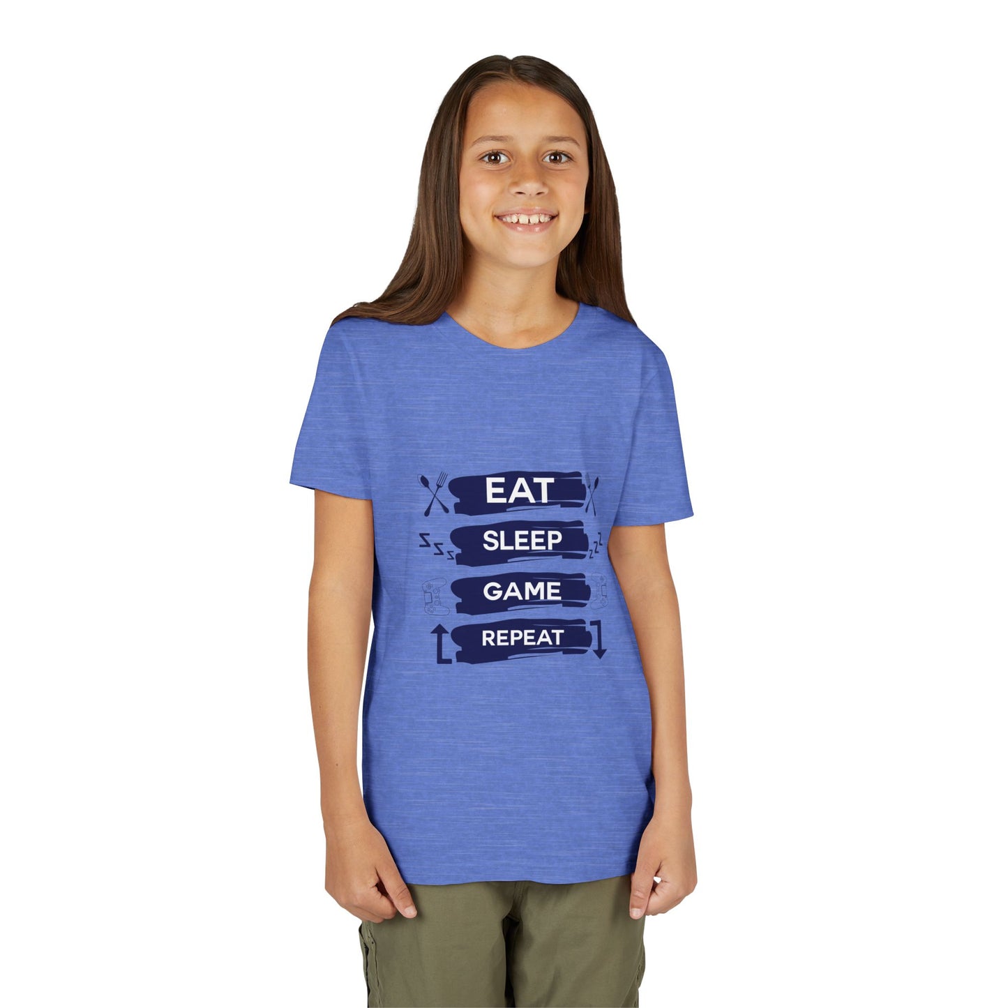 Eat, Sleep, Game, Repeat Youth Gamer Tee | Eat Sleep Game Repeat | Perfect for Birthdays, Gaming Events, Casual Wear, Holidays, and Everyday Fun