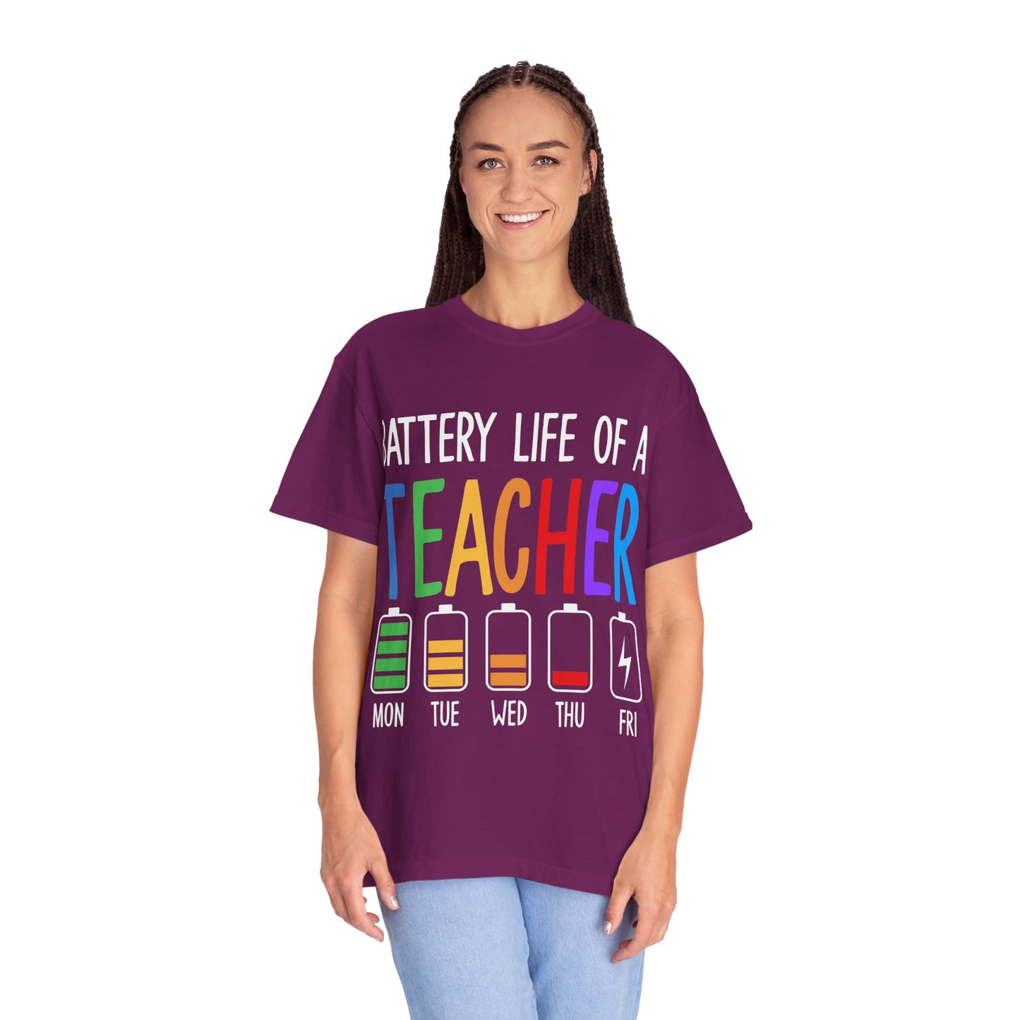 Battery Life of a Teacher T-Shirt - Battery Life of a Teacher - Gift for Educators, Teacher Appreciation, Back to School, Fun Classroom Shirt