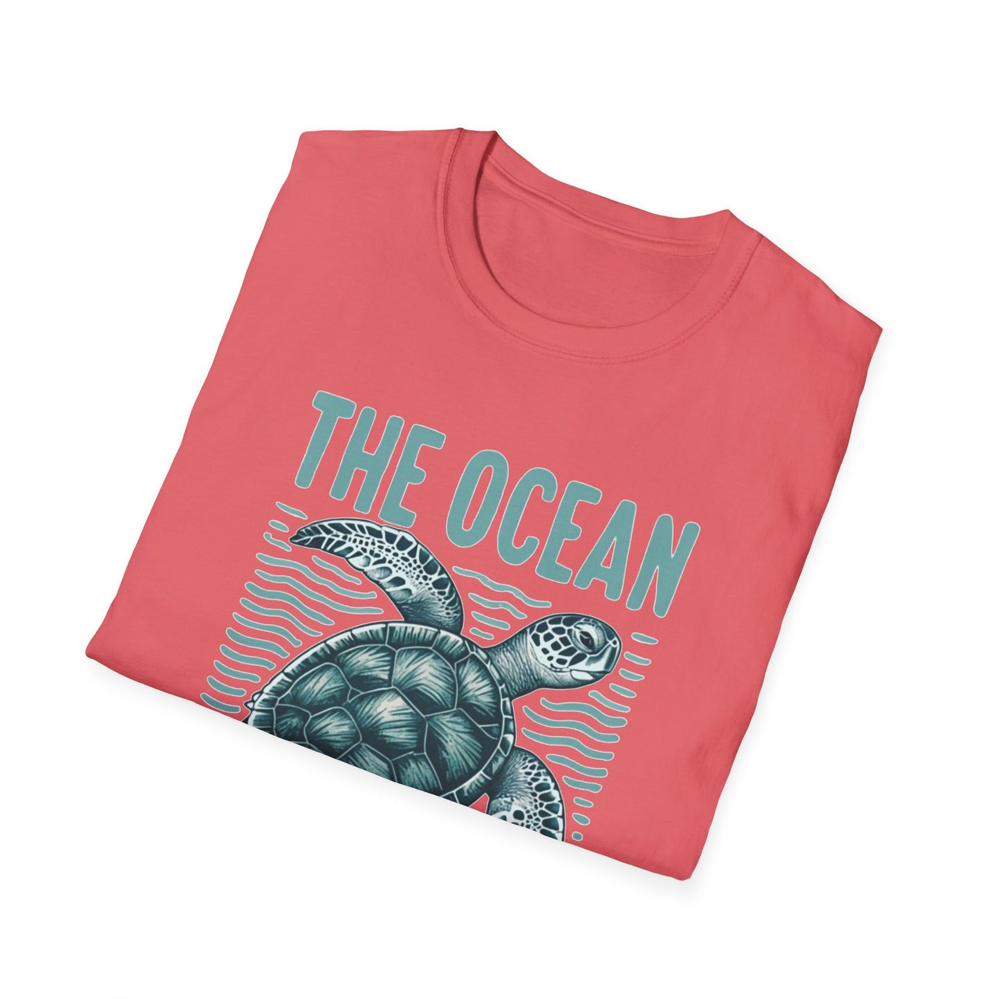 Ocean Calling Unisex Softstyle T-Shirt, Sea Turtle Tee, Beach Lover Shirt, Gift for Ocean Enthusiasts, Summer Clothing - To Be Designs