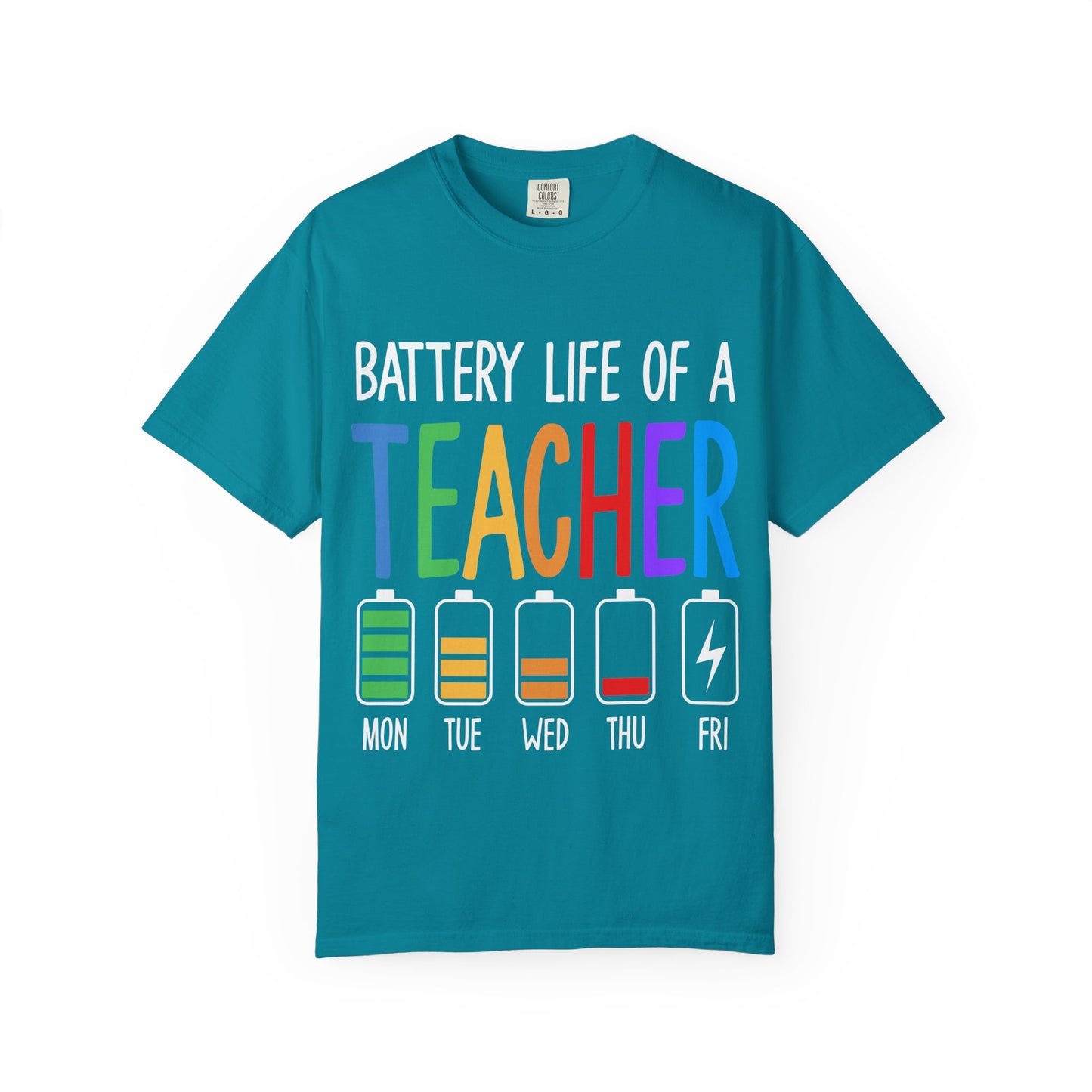Battery Life of a Teacher T-Shirt - Battery Life of a Teacher - Gift for Educators, Teacher Appreciation, Back to School, Fun Classroom Shirt