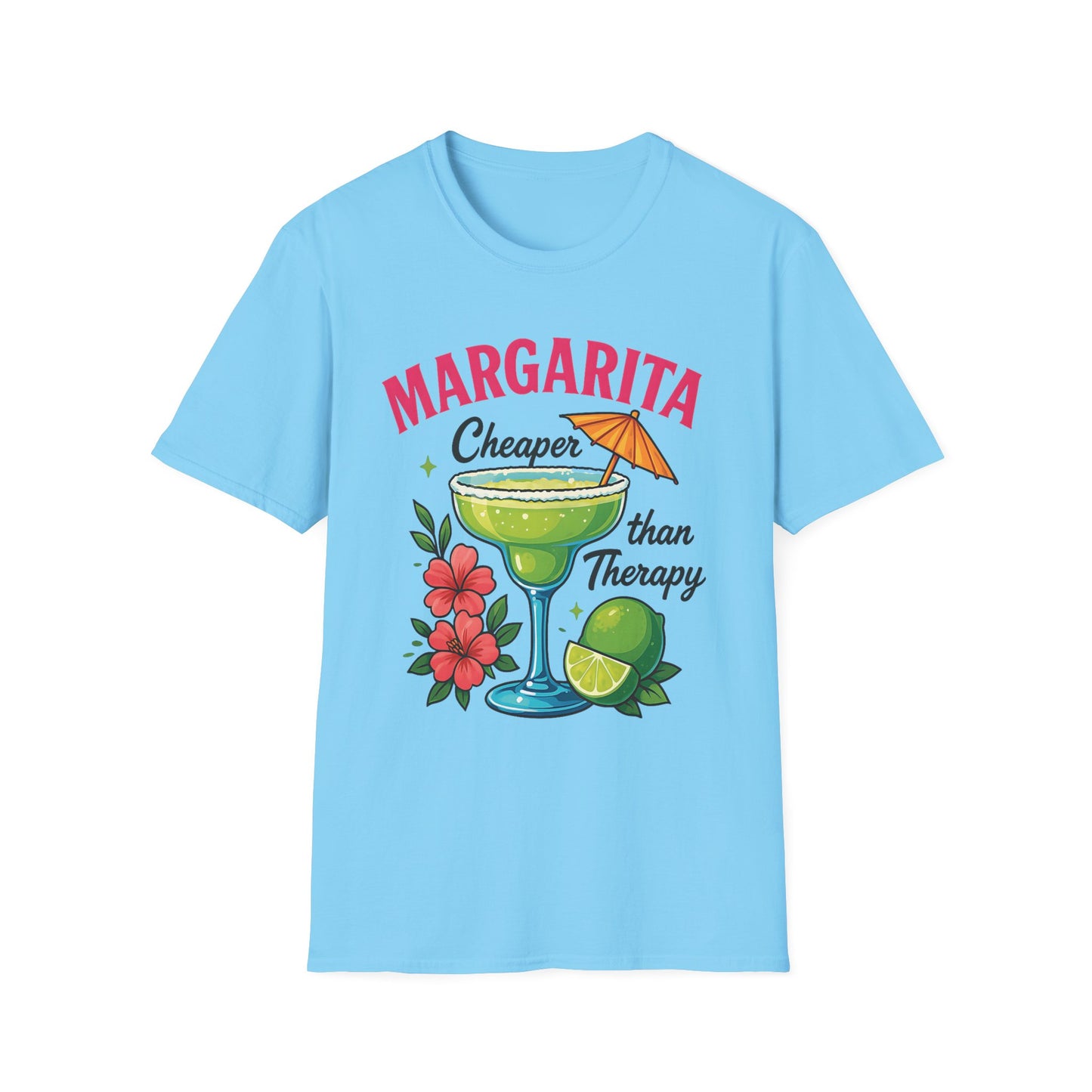 Margarita Lovers T-Shirt, Cheaper than Therapy Tee, Cocktail Humor Shirt, Unisex Softstyle Tee, Perfect Gift for Parties, Summer Vibes - To Be Designs