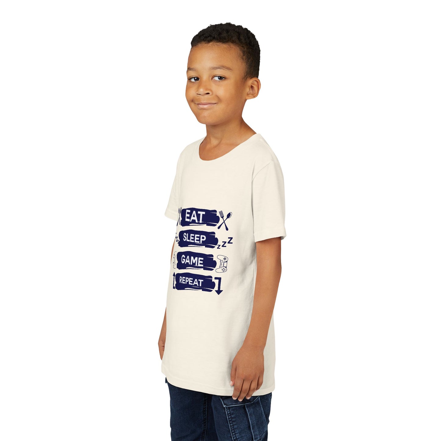 Eat, Sleep, Game, Repeat Youth Gamer Tee | Eat Sleep Game Repeat | Perfect for Birthdays, Gaming Events, Casual Wear, Holidays, and Everyday Fun