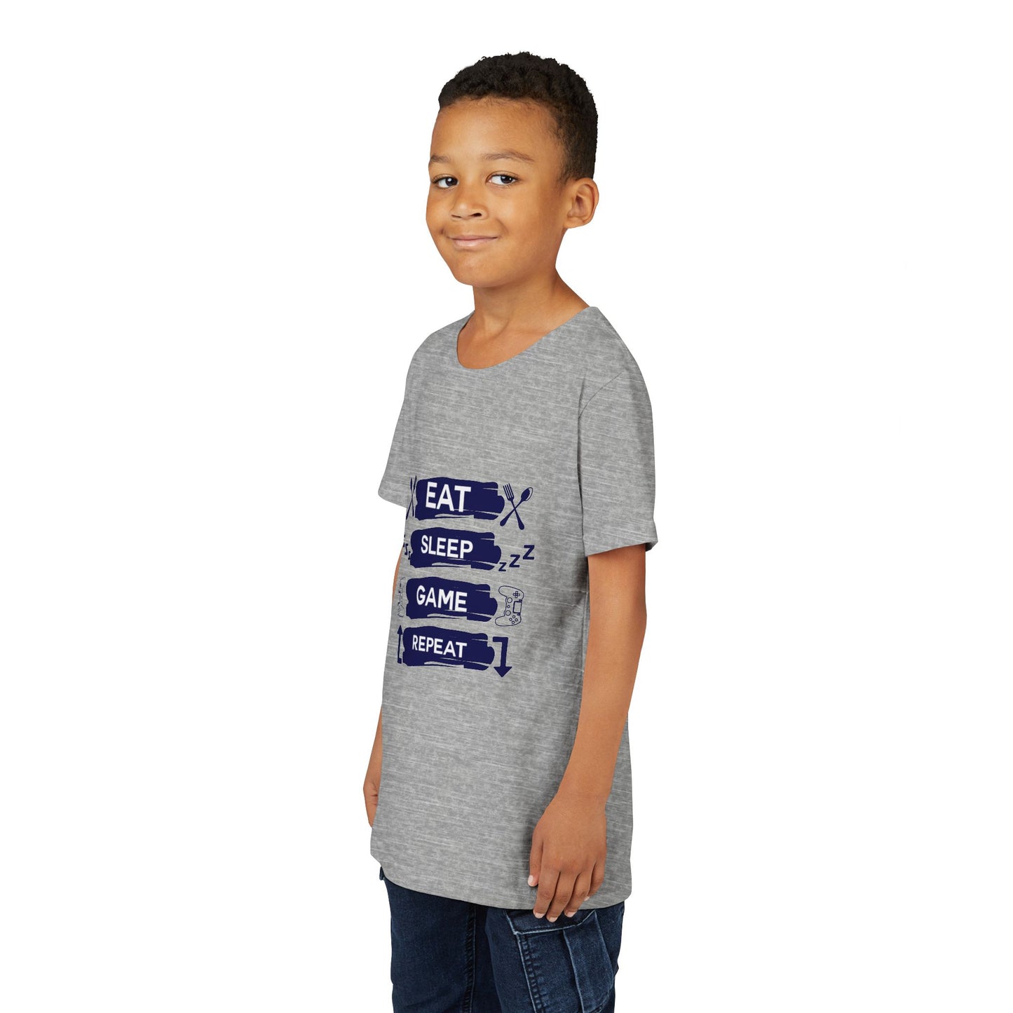 Eat, Sleep, Game, Repeat Youth Gamer Tee | Eat Sleep Game Repeat | Perfect for Birthdays, Gaming Events, Casual Wear, Holidays, and Everyday Fun