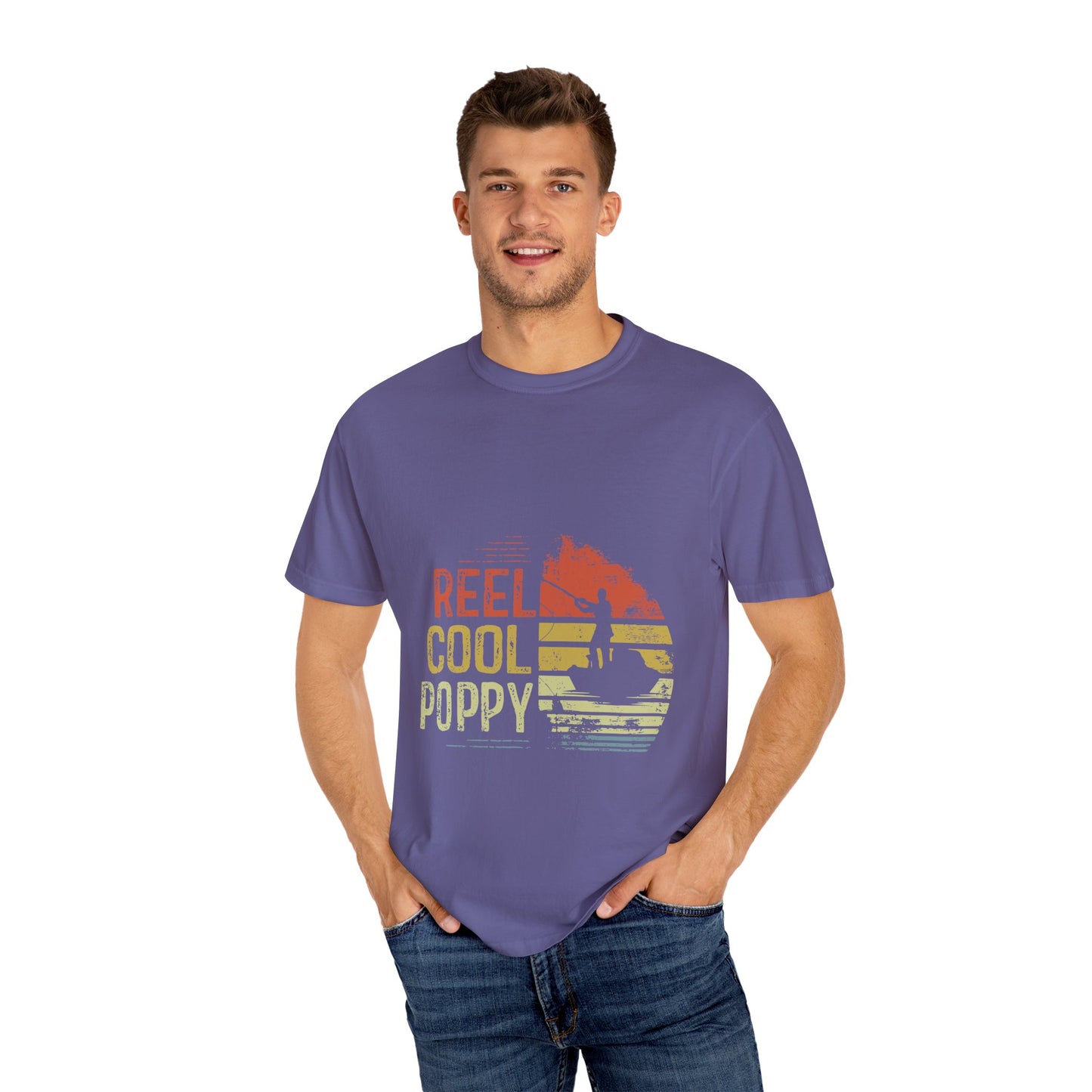 Reel Cool Poppy T-Shirt, Summer Vibe Shirt, Unisex Garment-Dyed Tee, Beachwear, Gift for Dad, Casual Wear