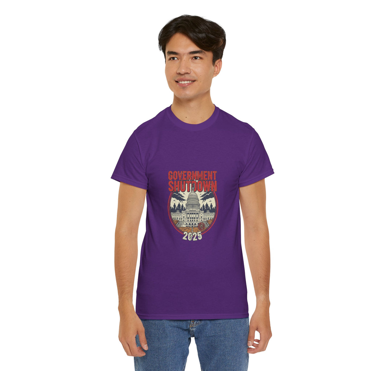 Government Shutdown Unisex Heavy Cotton Tee, Casual Wear, Political Statement, Gift for Activists, Unisex Graphic Tee