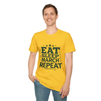Marching Band Unisex T-Shirt - Eat Sleep March Repeat Design