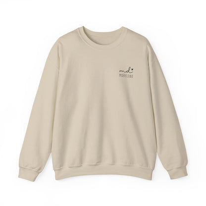 Maryland MD Cozy Unisex Crewneck Sweatshirt, Comfy Layering Piece, Perfect Gift for Friends, Relaxed Style for Every Season, Casual Sweat