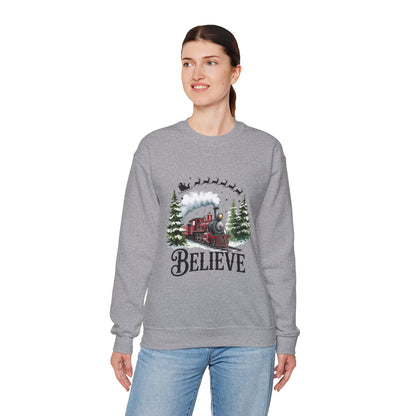 Believe Holiday Sweatshirt — Vintage Train Christmas Crewneck