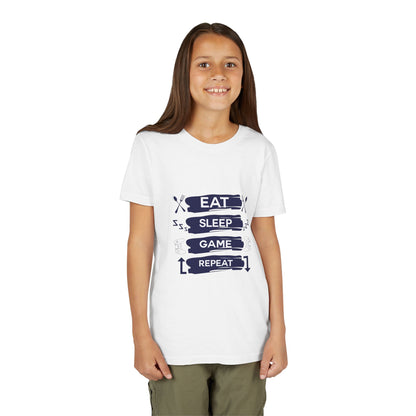 Eat, Sleep, Game, Repeat Youth Gamer Tee | Eat Sleep Game Repeat | Perfect for Birthdays, Gaming Events, Casual Wear, Holidays, and Everyday Fun