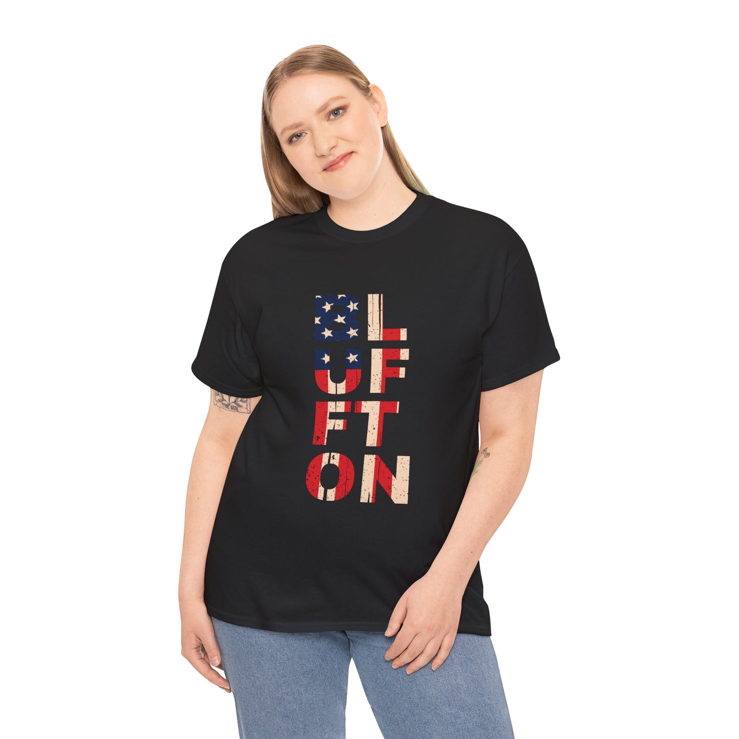 Bluffton South Carolina, Patriotic Unisex Heavy Cotton Tee, Casual Wear, Gift for Independence Day, Everyday Fashion, USA Pride Shirt