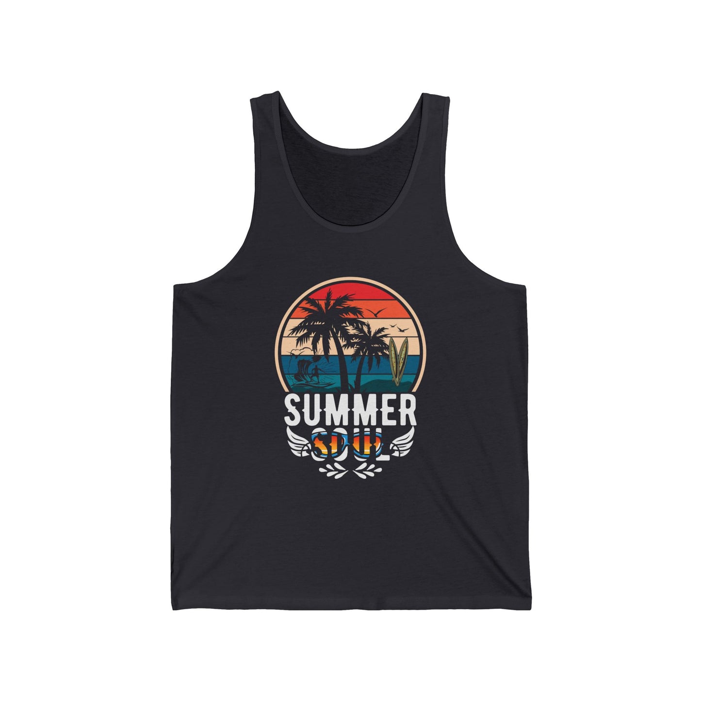 Summer Soul Unisex Jersey Tank Top, Beachwear, Vacation Outfit, Summer Apparel, Gift for Him/Her, Tropical Vibes