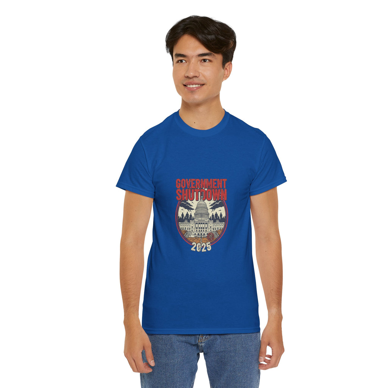 Government Shutdown Unisex Heavy Cotton Tee, Casual Wear, Political Statement, Gift for Activists, Unisex Graphic Tee