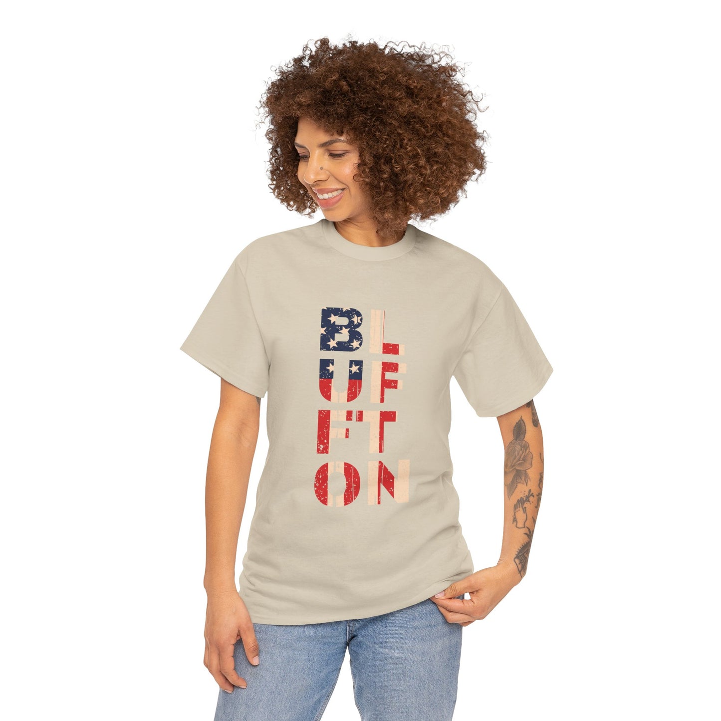 Bluffton South Carolina, Patriotic Unisex Heavy Cotton Tee, Casual Wear, Gift for Independence Day, Everyday Fashion, USA Pride Shirt