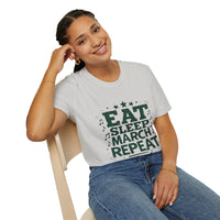 Marching Band Unisex T-Shirt - Eat Sleep March Repeat Design