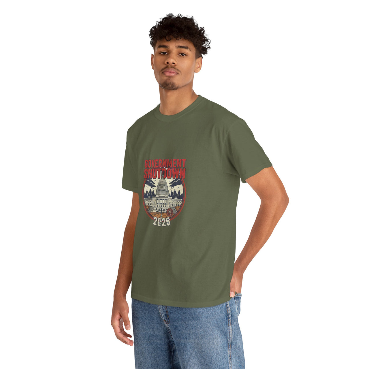 Government Shutdown Unisex Heavy Cotton Tee, Casual Wear, Political Statement, Gift for Activists, Unisex Graphic Tee