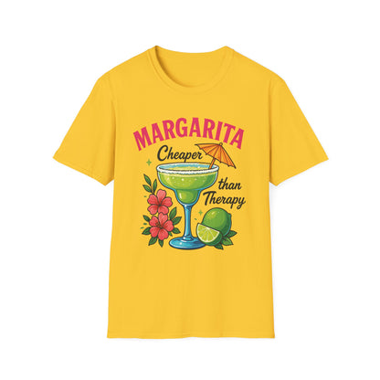 Margarita Lovers T-Shirt, Cheaper than Therapy Tee, Cocktail Humor Shirt, Unisex Softstyle Tee, Perfect Gift for Parties, Summer Vibes - To Be Designs