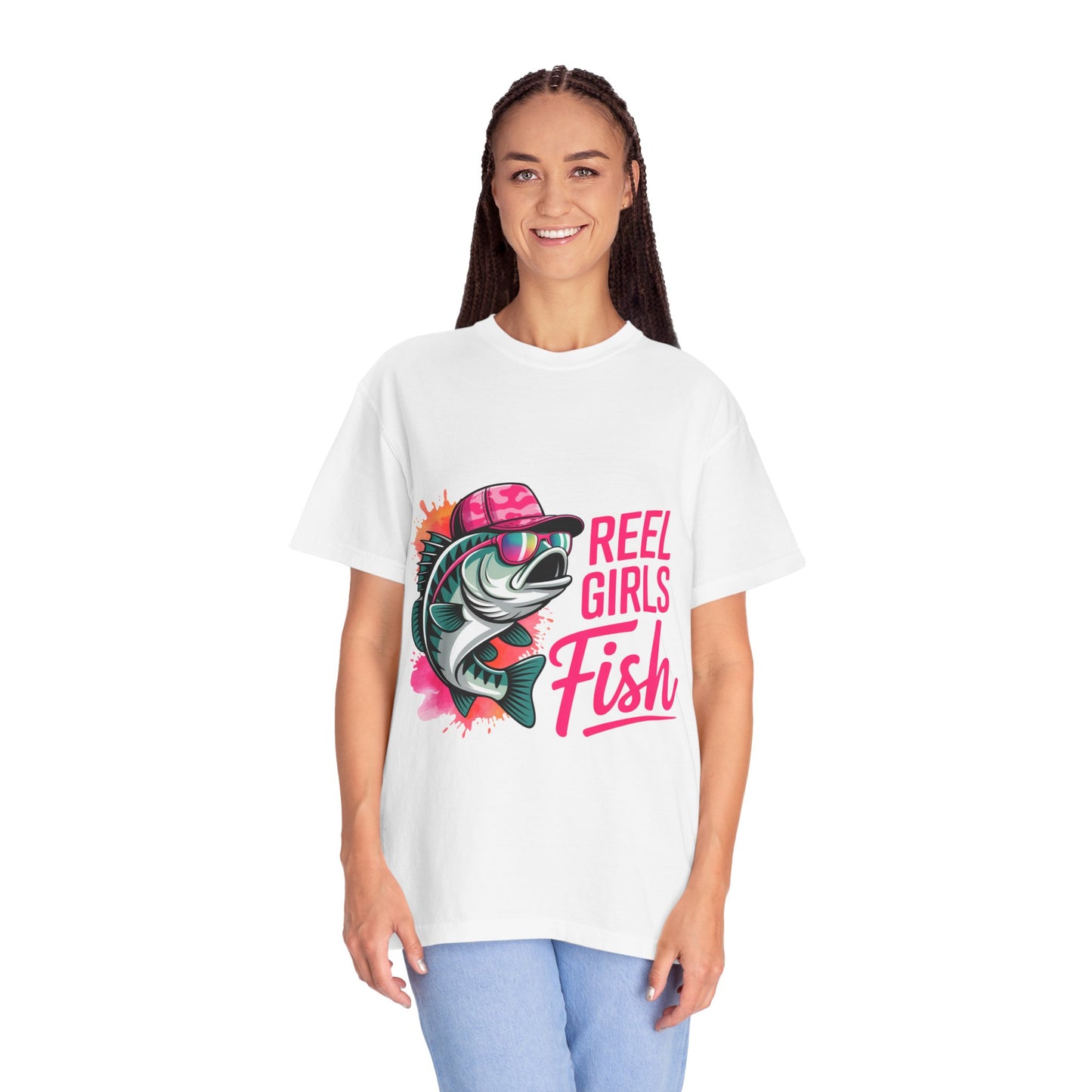 Reel Girls Fish Graphic T-Shirt, Fishing Gift for Women, Fisherwoman Tee, Summer Outfit, Fishing Lovers, Outdoor Adventure Apparel