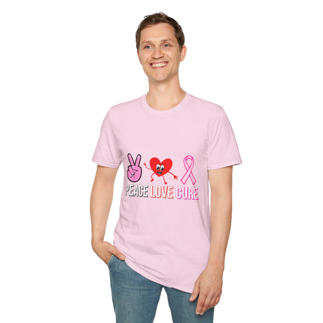 Peace Love Cure T-Shirt — Breast Cancer Awareness Tee