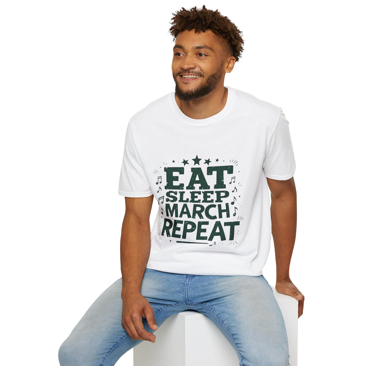 Marching Band Unisex T-Shirt - Eat Sleep March Repeat Design