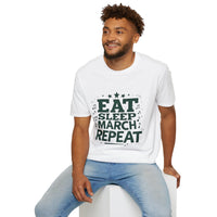 Marching Band Unisex T-Shirt - Eat Sleep March Repeat Design