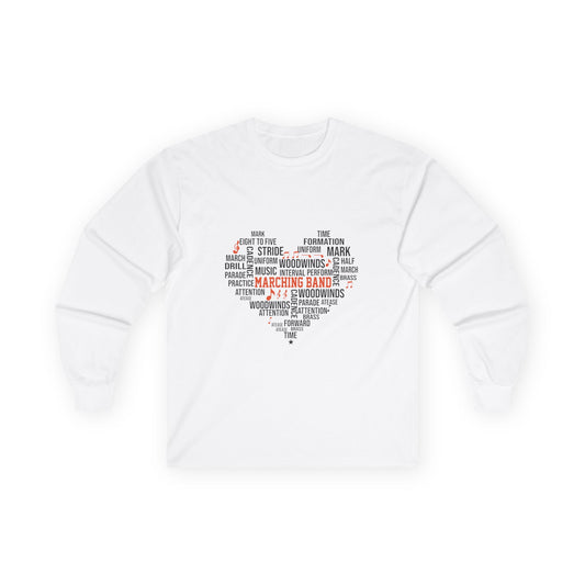 Long Sleeve Tee - Heart of a Marching Band Design - To Be Designs