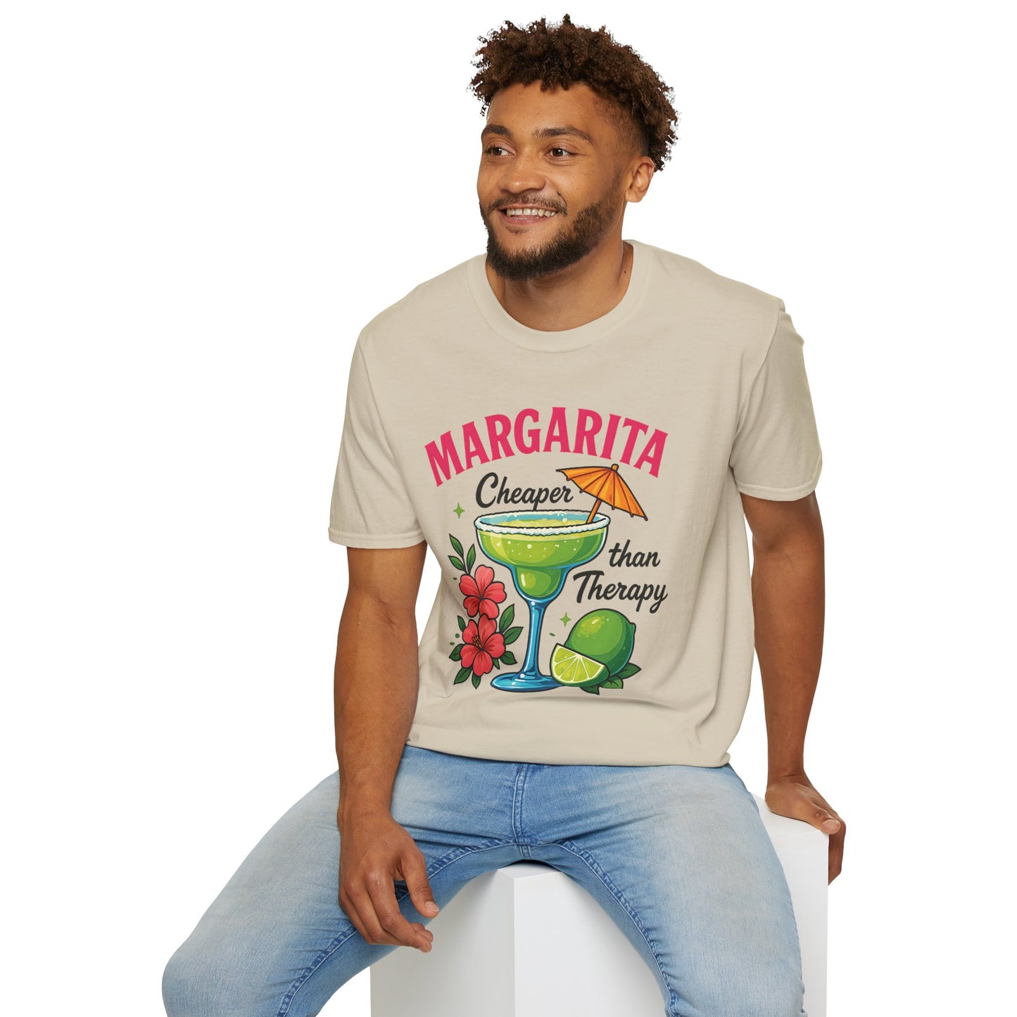 Margarita Lovers T-Shirt, Cheaper than Therapy Tee, Cocktail Humor Shirt, Unisex Softstyle Tee, Perfect Gift for Parties, Summer Vibes - To Be Designs