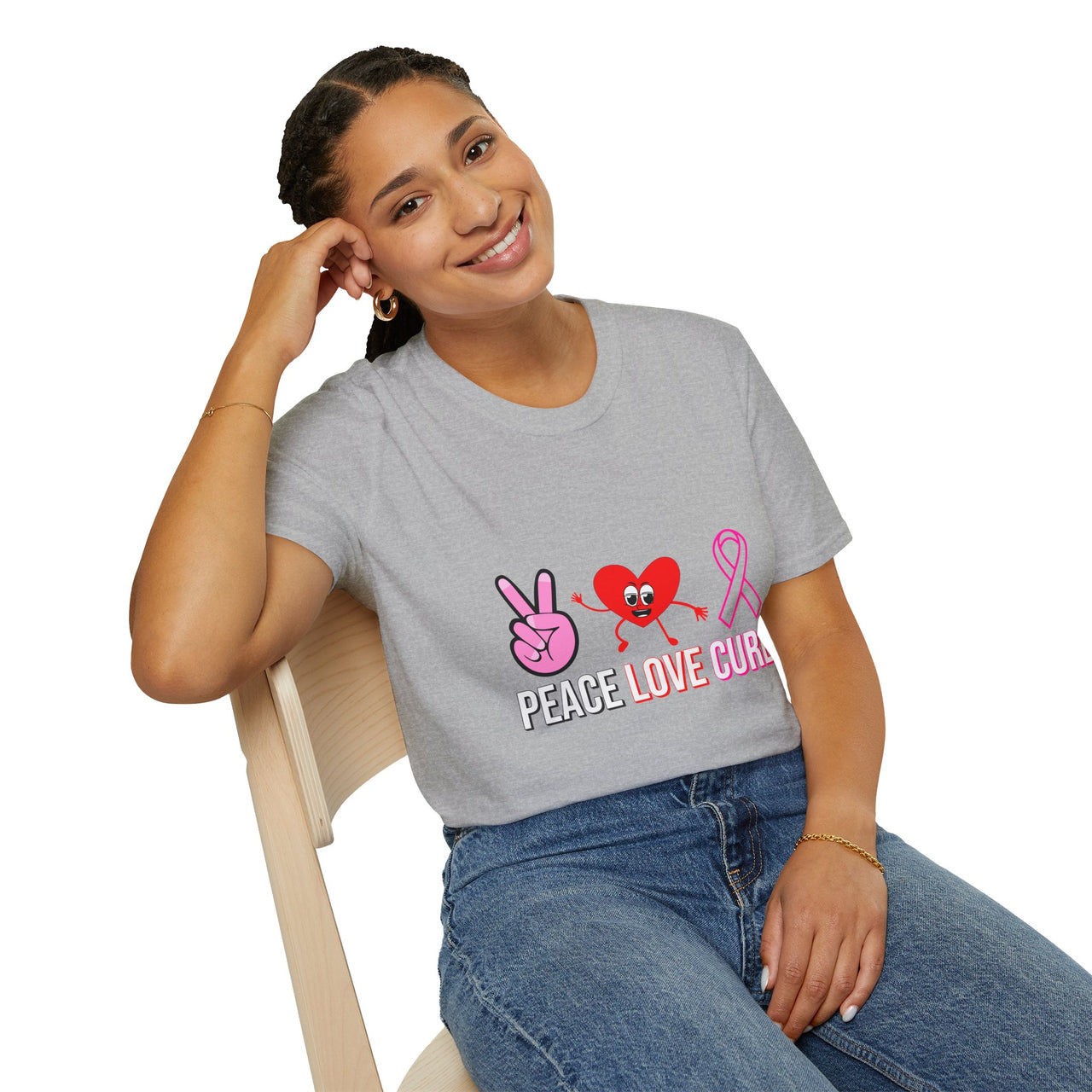 Peace Love Cure T-Shirt — Breast Cancer Awareness Tee