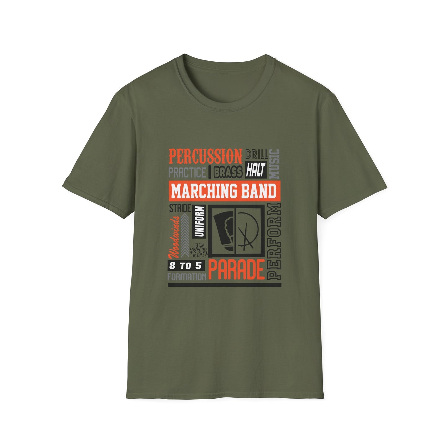 Marching Band Unisex Softstyle T-Shirt, Music Lover Tee, Drum Corps Apparel, Band Performance Shirt, Gift for Musicians, Marching [...] - To Be Designs