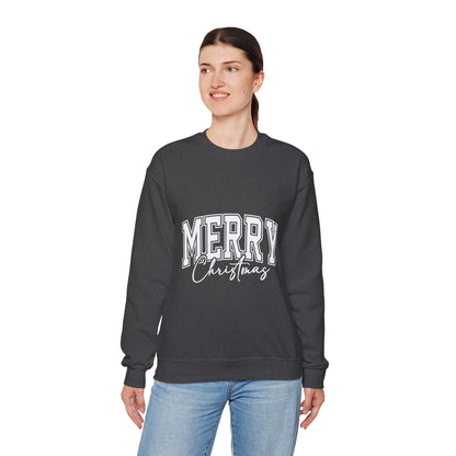 Merry Christmas Crewneck Sweatshirt – "Merry Christmas" Varsity Script Holiday Sweater