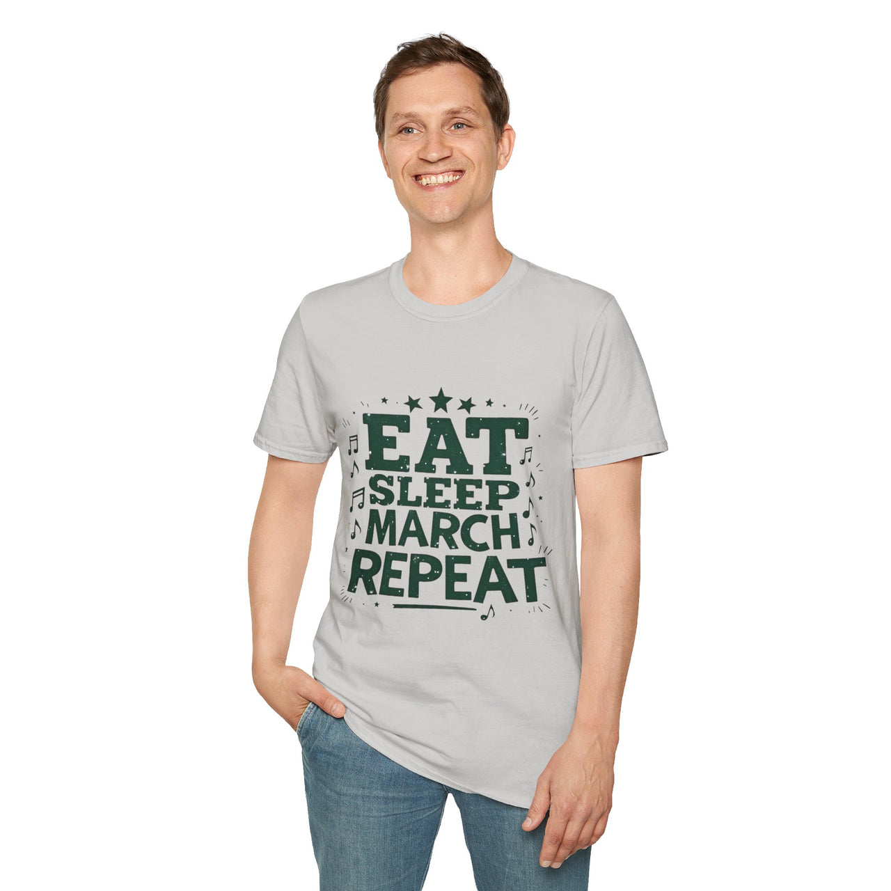 Marching Band Unisex T-Shirt - Eat Sleep March Repeat Design