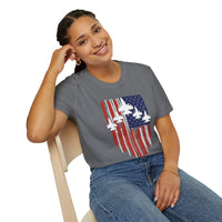 Unisex T-Shirt Jet Flag USA Military Patriotic Shield 4th of July