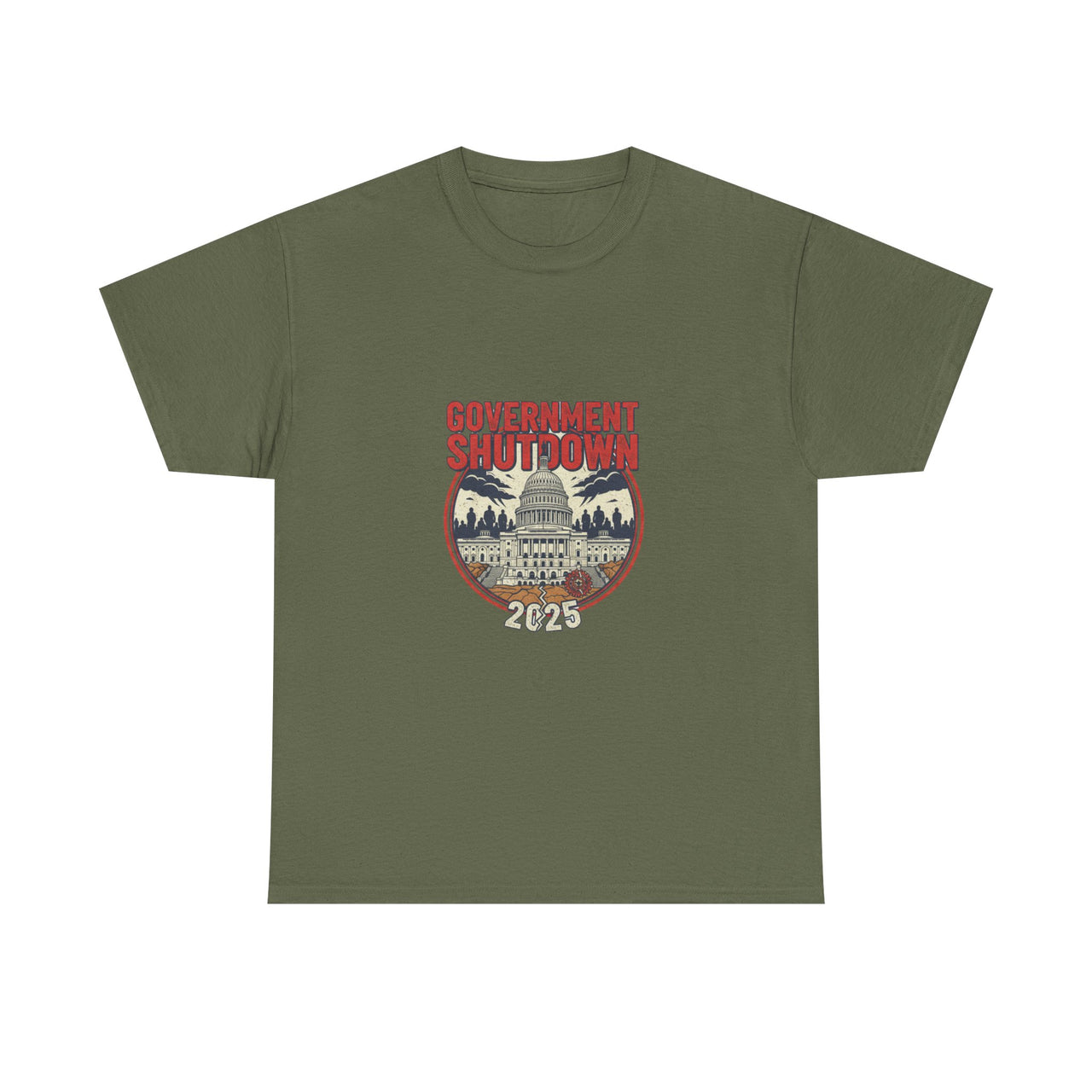 Government Shutdown Unisex Heavy Cotton Tee, Casual Wear, Political Statement, Gift for Activists, Unisex Graphic Tee