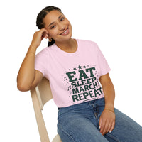 Marching Band Unisex T-Shirt - Eat Sleep March Repeat Design