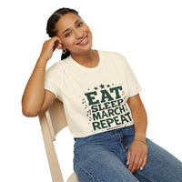 Marching Band Unisex T-Shirt - Eat Sleep March Repeat Design