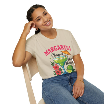 Margarita Lovers T-Shirt, Cheaper than Therapy Tee, Cocktail Humor Shirt, Unisex Softstyle Tee, Perfect Gift for Parties, Summer Vibes - To Be Designs