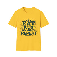 Marching Band Unisex T-Shirt - Eat Sleep March Repeat Design